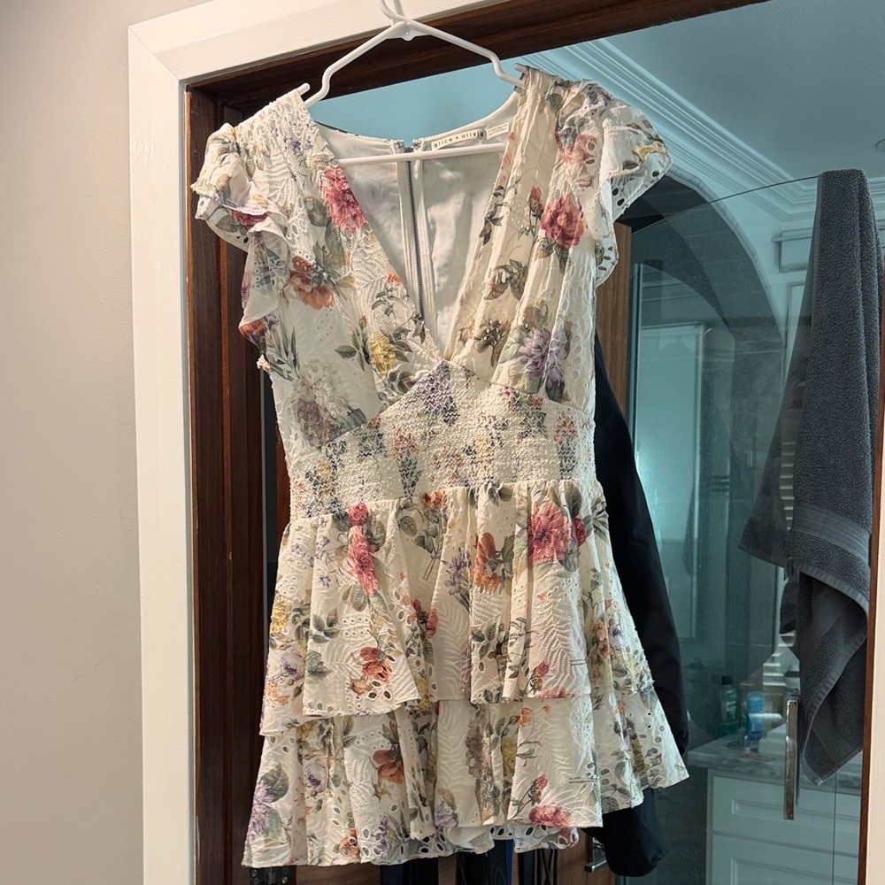 Alice + Olivia Multicolor Floral Ruffle Blouse